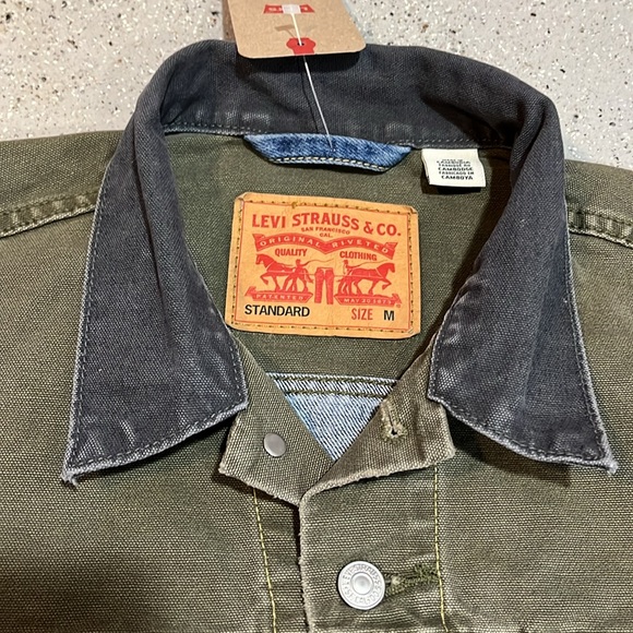 LEVI’S TWO-TONE DENIM JEAN JACKET BLUE GREEN SIZE MEDIUM NEW WITH TAGS UNISEX - Picture 6 of 13